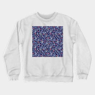 Floral Doodles - Navy Blue and Pink Crewneck Sweatshirt